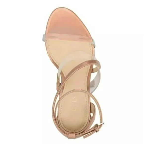 GUESS Felicia Lucite Dress Sandals Nude/Clear -10 - Picture 4 of 8